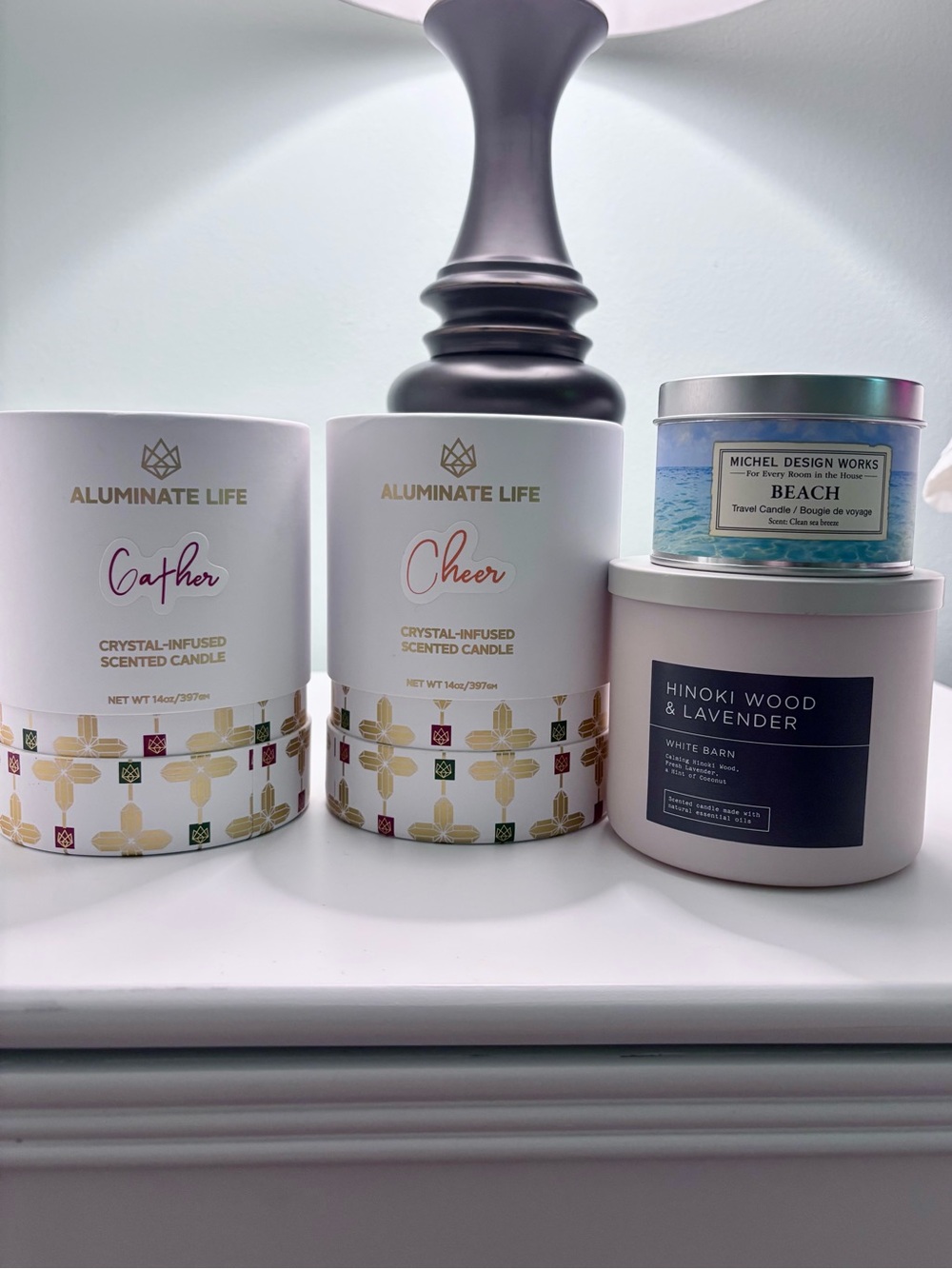 4 NEW scented jar candles with lids